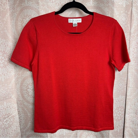 Casual Corner Tops - Casual Corner Vibrant Red Short Sleeve Tee